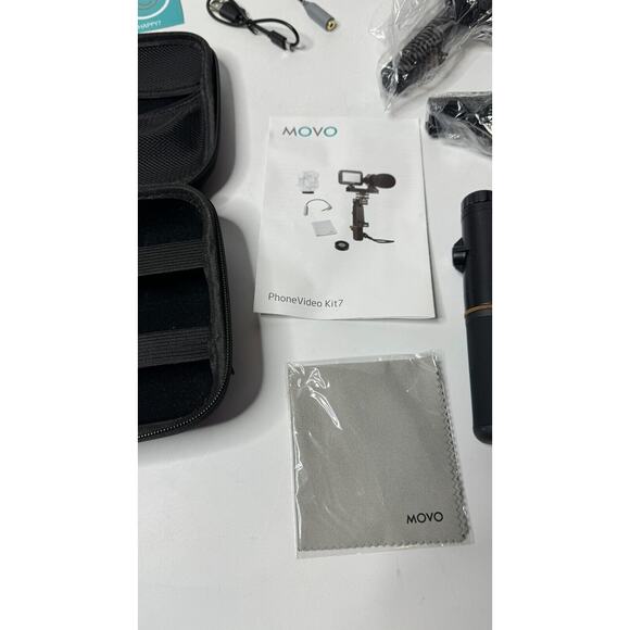 Movo Smartphone Video Rig V7 Grip/Stereo Microphone/LED Light for iPhone/Android - Picture 6 of 7